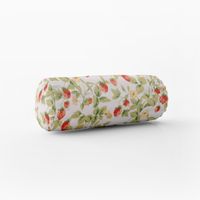 SCHÖNER LEBEN. Kissenhülle aus Baumwolle Gariguette Erdbeeren weiß ro