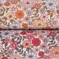 Baumwollstoff Webware Brigitte Vintage Blumen weiß rosa pink 1.47m
