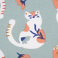 Baumwolljersey Jerseystoff Tacha Katzen Blumen mint 1.45m Breite