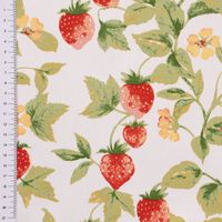 SCHÖNER LEBEN. Tischdecke aus Baumwolle Gariguette Erdbeeren weiß rot