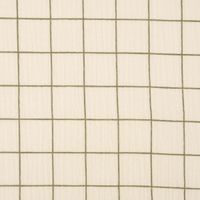 Double Gauze Musselinstoff Meterware Gitterkaro beige khakigrün 1.30m