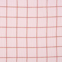 Double Gauze Musselinstoff Meterware Gitterkaro rosa braun 1.30mBreite