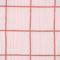 Double Gauze Musselinstoff Meterware Gitterkaro rosa braun 1.30mBreite