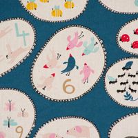 Dekostoff Baumwolle Cretonne Numbers Zahlen Tiere blau bunt 1.60m