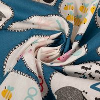 Dekostoff Baumwolle Cretonne Numbers Zahlen Tiere blau bunt 1.60m