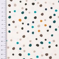 Jerseystoff Baumwolljersey Doodle Dots Punkte weiß türkis gelb 1.45m