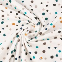Jerseystoff Baumwolljersey Doodle Dots Punkte weiß türkis gelb 1.45m