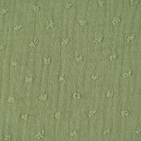 Double Gauze Musselinstoff Dobby Pünktchen uni grün 1.40m Breite