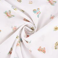 Baumwollstoff Popeline Digitaldr. Butterflies Schmetterlinge weiß 1.4m