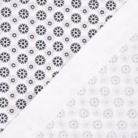 Baumwollstoff Popeline Minimals Blümchen Kreis-Ornamente weiß schwarz