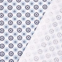 Baumwollstoff Popeline Minimals Blümchen Kreis-Ornamente weiß dunkelb