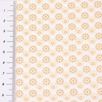 Baumwollstoff Popeline Minimals Blümchen Kreis-Ornamente weiß gelb 1.