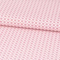 Baumwollstoff Popeline Minimals Blümchen Kreis-Ornamente weiß dark ro
