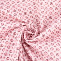 Baumwollstoff Popeline Minimals Blümchen Kreis-Ornamente weiß dark ro