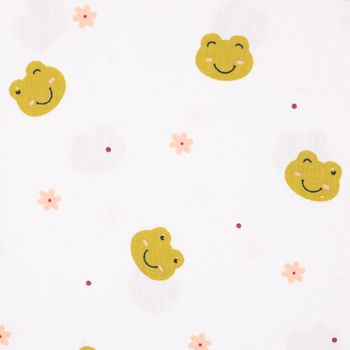 Bio Baumwollstoff Popeline Kinderstoff Frogs Frösche weiß grün 1.50m