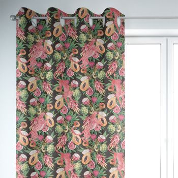 SCHÖNER LEBEN. Vorhang Jaguar Früchte schwarz bunt 245cm