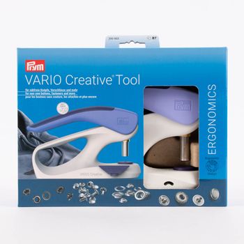 Prym VARIO Creative ® Tool ergonomics für nähfreie Knöpfe Verschlüsse und mehr weiß violett 24x19.5x7.6cm