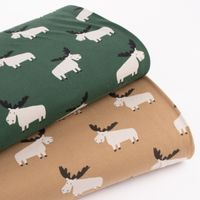 Baumwolljersey Jerseystoff Meterware Moose Elche camel 1.50m Breite