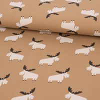 Baumwolljersey Jerseystoff Meterware Moose Elche camel 1.50m Breite