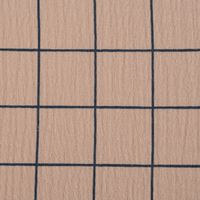 Double Gauze Musselinstoff Meterware Gitterkaro beige dunkelblau 1.30m