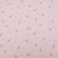 Double Gauze Musselinstoff Meterware Sevia Blümchen rosa 1.30m Breite