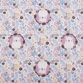 Baumwollstoff Webware Monaha Bären Blümchen weiß lila pastell 1.47m
