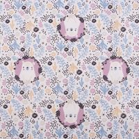 Baumwollstoff Webware Monaha Bären Blümchen weiß lila pastell 1.47m