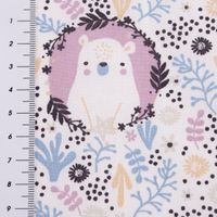 Baumwollstoff Webware Monaha Bären Blümchen weiß lila pastell 1.47m
