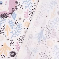 Baumwollstoff Webware Monaha Bären Blümchen weiß lila pastell 1.47m