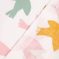 Baumwollstoff Webware Lewis Vögelchen weiß rosa gelb mint 1.47m