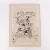 Geschirrtuch Alpen Berge Kuh 50x70cm verschiedene Motive beige schwarz weiß