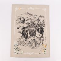 Geschirrtuch Alpen Berge Kuh 50x70cm verschiedene Motive beige schwarz weiß