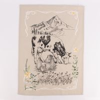 Geschirrtuch Alpen Berge Kuh 50x70cm verschiedene Motive beige schwarz weiß