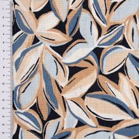 Leinenstoff Reinleinen vorgewaschen Leaves Blätter blau 1.40m Breite