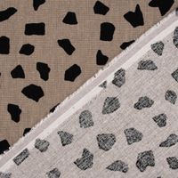 Leinenstoff mit Viskoseanteil Dots abstrakte Punkte taupe 1.35m Breite