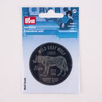 Prym Applikation Wolf gelasert aufbügelbar aus Jeansstoff blau 60mm