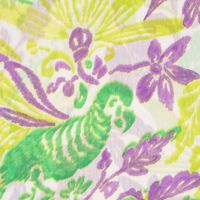 Chiffon Blumen Papagei grün gelb lila 1.49m Breite
