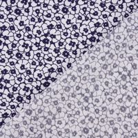 Seersucker Viskosestoff Bekleidungsstoff Blümchen blau weiß 1.28m
