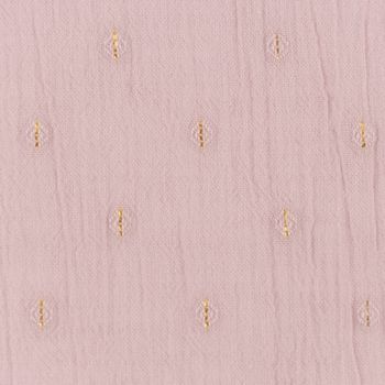 Baumwollstoff Crinkle Dobby Lurex rosa goldfarbig 1.35m Breite