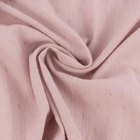 Baumwollstoff Crinkle Dobby Lurex rosa goldfarbig 1.35m Breite
