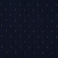 Baumwollstoff Crinkle Dobby Lurex dunkelblau goldfarbig 1.35m Breite