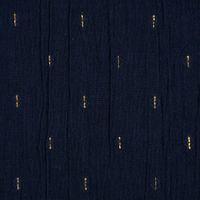 Baumwollstoff Crinkle Dobby Lurex dunkelblau goldfarbig 1.35m Breite