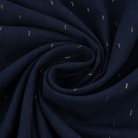 Baumwollstoff Crinkle Dobby Lurex dunkelblau goldfarbig 1.35m Breite