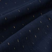 Baumwollstoff Crinkle Dobby Lurex dunkelblau goldfarbig 1.35m Breite