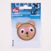 Prym Applikation Hund selbstklebend aufbügelbar braun rosa 52x52mm