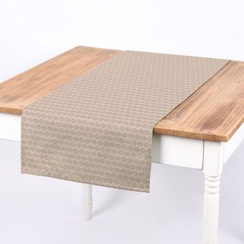 SCHÖNER LEBEN. Tischläufer Jacquard Punkte beige dunkelbeige 40x160cm