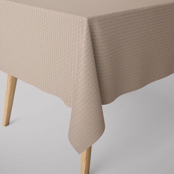 SCHÖNER LEBEN. Tischdecke Jacquard Punkte beige dunkelbeige