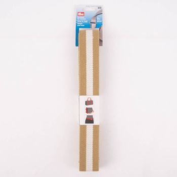 Prym Gurtband für Taschen aus Kunstfaser beige weiß gestreift 40mm breit 3m lang