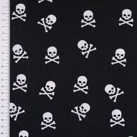 Baumwollstoff Webware Totenköpfe schwarz weiß 1.47m Breite
