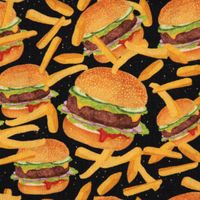 Baumwollstoff Webware Hamburger Pommes schwarz 1.47m Breite